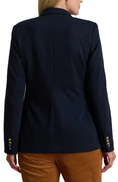 Ralph Lauren Lauren  Herringbone Jacquard Buckle Blazer In Black