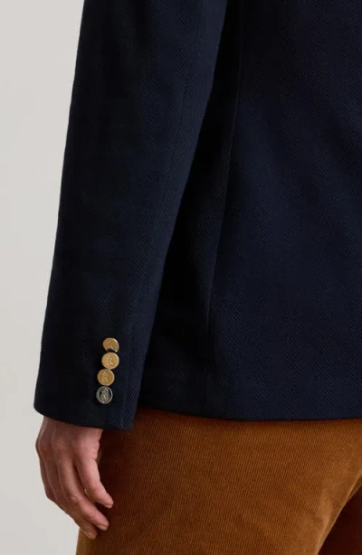 Ralph Lauren Lauren  Herringbone Jacquard Buckle Blazer In Black