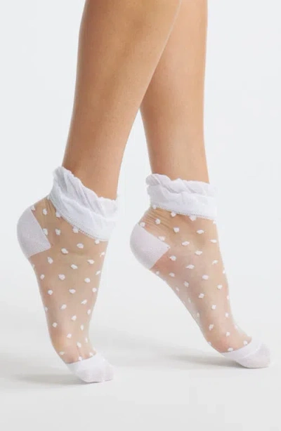 Stems Pippa Ruffle Dot Quarter Socks In White