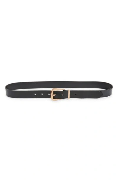 Allsaints Western Hex Leather Belt In Black