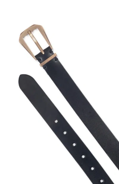 Allsaints Western Hex Leather Belt In Black