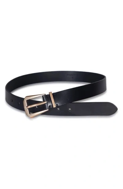 Allsaints Western Hex Leather Belt In Black