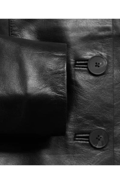Mango Leather Blazer In Black