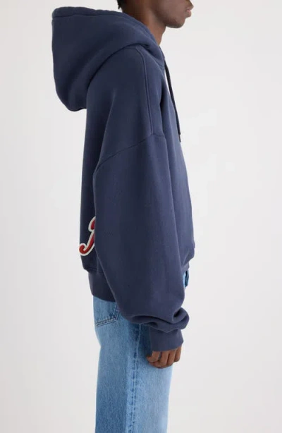 Jacquemus Le Hoode Gio Logo Patch Hoodie In Blue