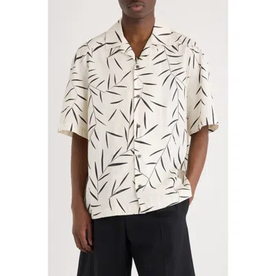 Jacquemus Leaf-print Short-sleeved Shirt In White