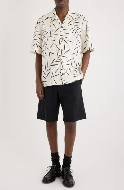 Jacquemus Leaf-print Short-sleeved Shirt In White