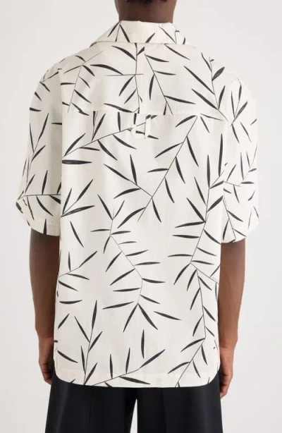 Jacquemus Leaf-print Short-sleeved Shirt In White