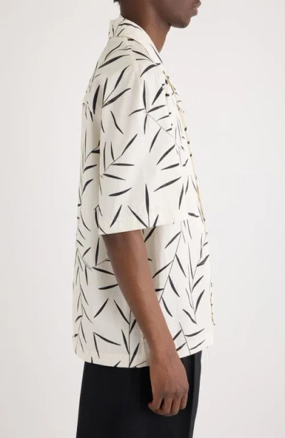 Jacquemus Leaf-print Short-sleeved Shirt In White