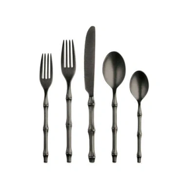 Mepra Bali Black Pewter 5-piece Flatware Place Setting In Black