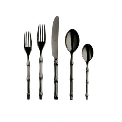 Mepra Bali Black Gold Mirror 5-piece Flatware Place Setting In Black