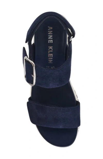 Anne Klein Evanti Ankle Strap Platform Sandal In Blue