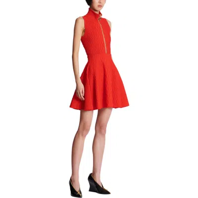 Balmain Flared Crocodile-knit Skirt In Orange