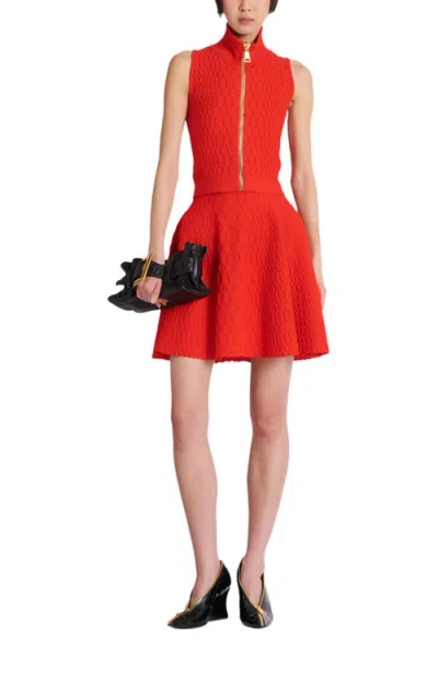 Balmain Flared Crocodile-knit Skirt In Orange