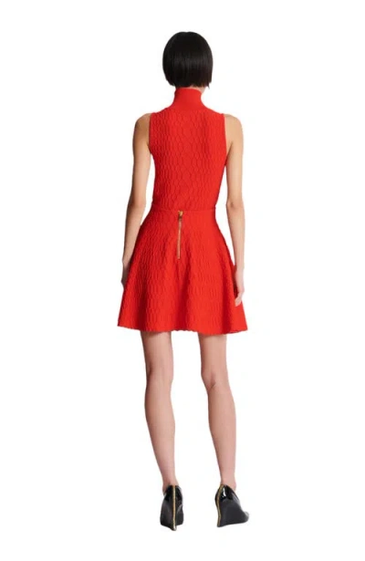 Balmain Flared Crocodile-knit Skirt In Orange