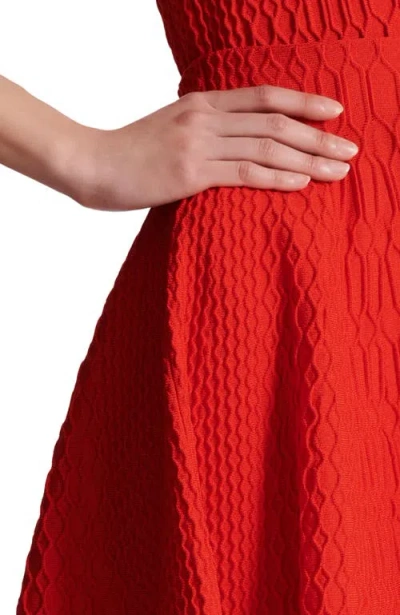 Balmain Flared Crocodile-knit Skirt In Orange