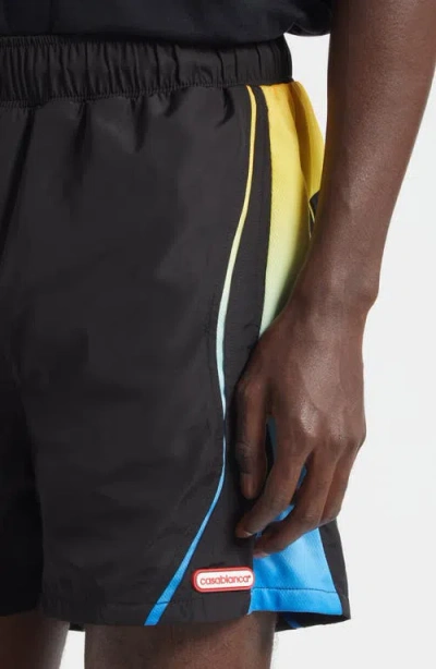 Casablanca Football Windbreaker Shorts In Black