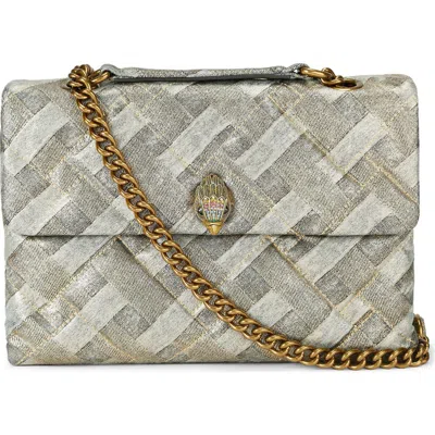 Kurt Geiger London Large Kensington Metallic Denim Shoulder Bag In Yellow