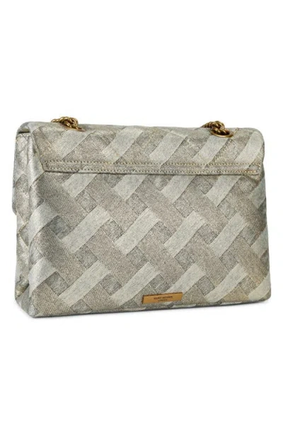 Kurt Geiger London Large Kensington Metallic Denim Shoulder Bag In Yellow
