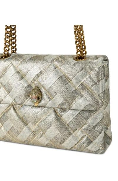 Kurt Geiger London Large Kensington Metallic Denim Shoulder Bag In Yellow