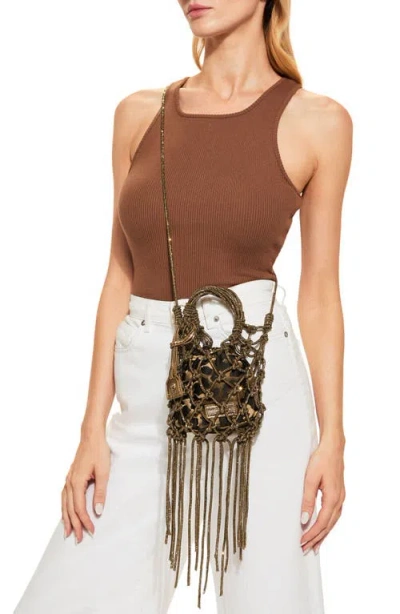Kurt Geiger Mini Macrame Crystal-embellishment Tote Bag In Brown