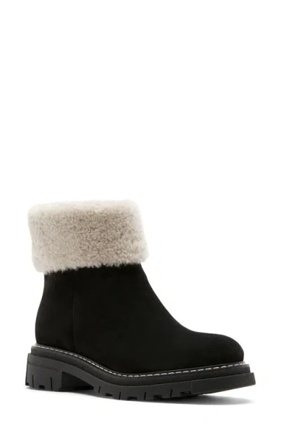 La Canadienne Dwayne Waterproof Genuine Shearling Cuff Bootie In Black