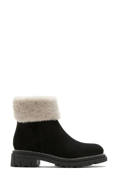 La Canadienne Dwayne Waterproof Genuine Shearling Cuff Bootie In Black