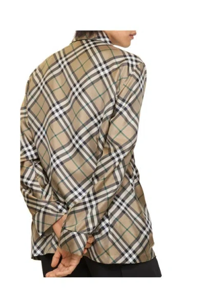 Burberry Check Silk Pyjama Shirt In Brown
