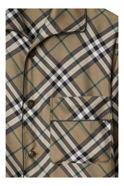 Burberry Check Silk Pyjama Shirt In Brown