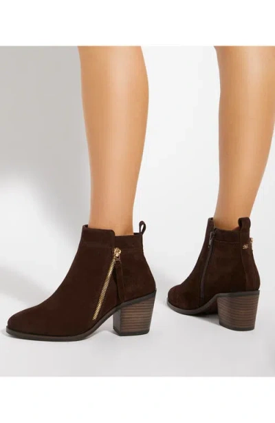 Dune London Paicing Block Heel Bootie In Brown