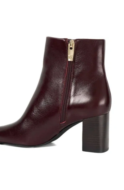 Dune London Panamas Block Heel Bootie In Burgundy