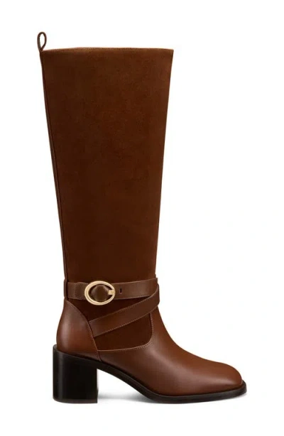 Stuart Weitzman Esme Belted Zip Boot In Brown