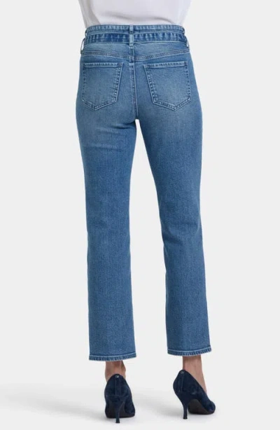 Nydj Marilyn Belted High Waist Straight Leg Jeans In Blue