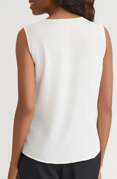 Kasper Plus Size Ruffle-front Sleeveless Top In White