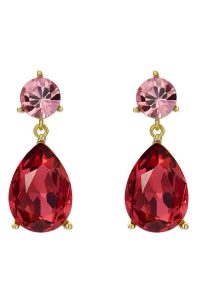 Ted Baker Contrasting Pink Crystal Drop Earrings In Red