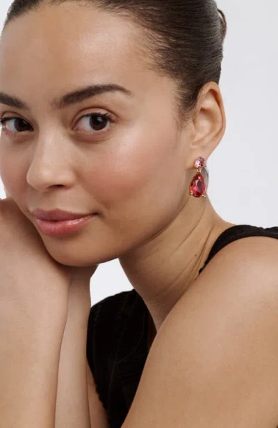 Ted Baker Contrasting Pink Crystal Drop Earrings In Red