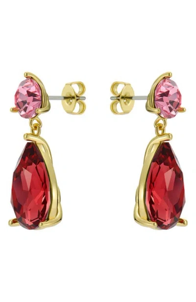 Ted Baker Contrasting Pink Crystal Drop Earrings In Red