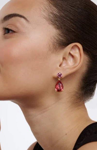 Ted Baker Contrasting Pink Crystal Drop Earrings In Red