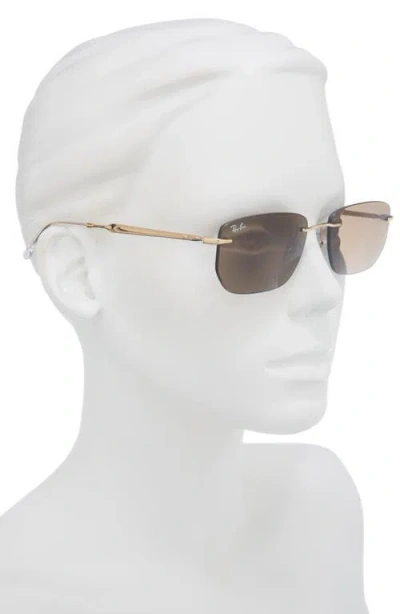 Ray Ban Ray-ban 56mm Rimless Rectangular Sunglasses In Neutral