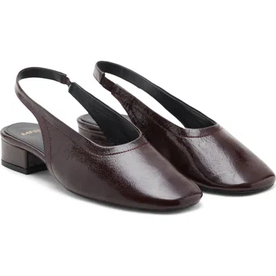 Mango Block Heel Leather Shoes Burgundy In Burgundy