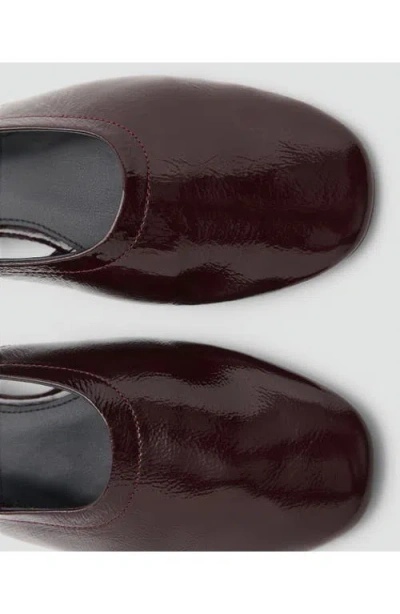 Mango Block Heel Leather Shoes Burgundy In Burgundy