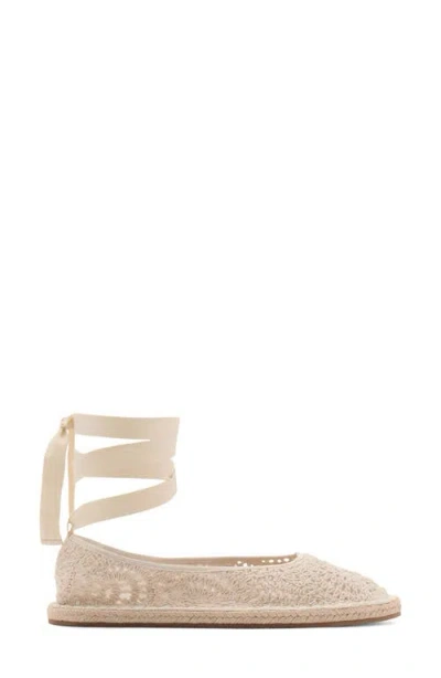 Mango Crochet Ballet Flats Ecru In Nude