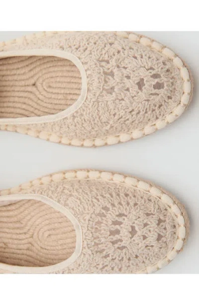 Mango Crochet Ballet Flats Ecru In Nude