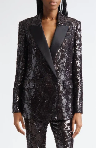 Veronica Beard Sevyn Sequin Double Breasted Dickey Evening Jacket In Black