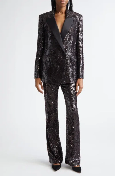 Veronica Beard Sevyn Sequin Double Breasted Dickey Evening Jacket In Black
