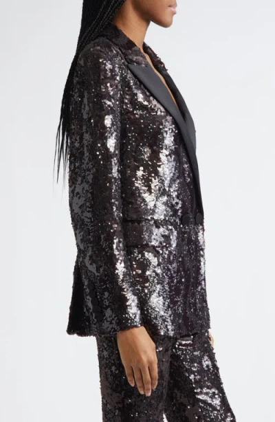 Veronica Beard Sevyn Sequin Double Breasted Dickey Evening Jacket In Black
