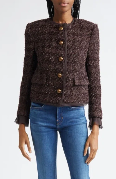 Veronica Beard Audrina Metallic Tweed Jacket In Dark Currant In Black