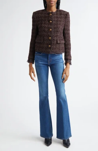Veronica Beard Audrina Metallic Tweed Jacket In Dark Currant In Black