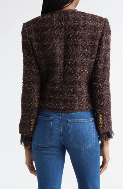 Veronica Beard Audrina Metallic Tweed Jacket In Dark Currant In Black