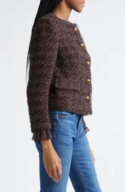 Veronica Beard Audrina Metallic Tweed Jacket In Dark Currant In Black