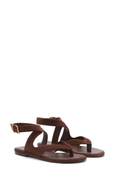 Mango Suede Straps Sandals Chocolate In Brown